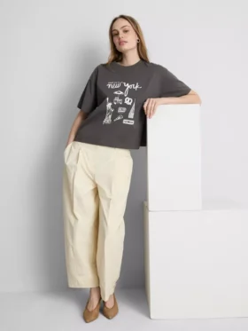 Camiseta gráfica de algodón de corte recto