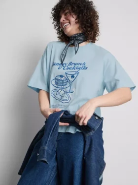 Camiseta gráfica de algodón de corte recto