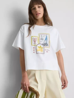 Camiseta gráfica de algodón de corte recto