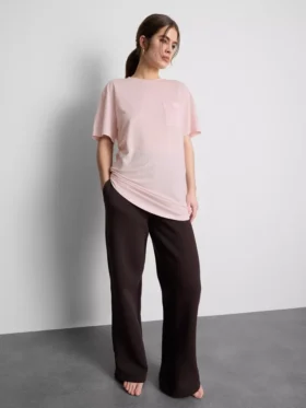 Camiseta larga de cuello redondo