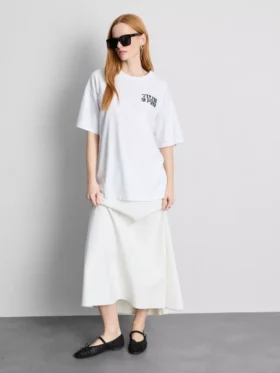Camiseta oversize de algodón estilo «boyfriend» con estampado