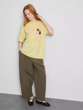 Camiseta oversize de algodón estilo «boyfriend» con estampado