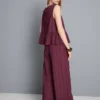 Camiseta sin mangas con bajo peplum a rayas