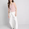 Camiseta sin mangas con bajo peplum fruncido