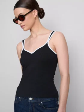 Camiseta sin mangas con escote corazón de alto contenido en algodón