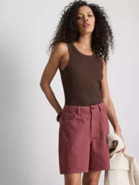 Camiseta sin mangas con espalda nadadora de tejido acanalado con alto contenido en algodón