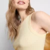 Camiseta sin mangas con espalda nadadora de tejido acanalado con alto contenido en algodón