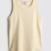 Camiseta sin mangas con espalda nadadora de tejido acanalado con alto contenido en algodón