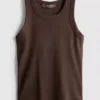 Camiseta sin mangas con espalda nadadora de tejido acanalado con alto contenido en algodón