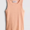 Camiseta sin mangas con espalda nadadora de tejido acanalado con alto contenido en algodón