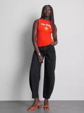 Camiseta sin mangas con estampado gráfico y tejido acanalado, con alto contenido en algodón