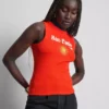 Camiseta sin mangas con estampado gráfico y tejido acanalado, con alto contenido en algodón