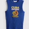 Camiseta sin mangas con estampado gráfico y tejido acanalado, con alto contenido en algodón