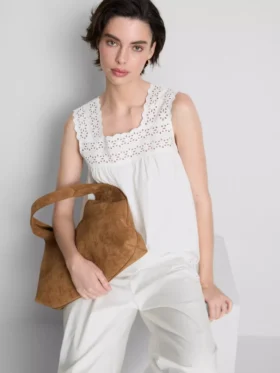 Camiseta sin mangas con inserción bordada