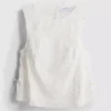 Camiseta sin mangas con lazo y estampado floral bordado