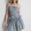 Camiseta sin mangas con peplum de cuadros vichy fruncida