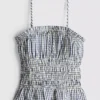 Camiseta sin mangas con peplum de cuadros vichy fruncida