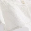 Camiseta sin mangas corta de algodón con calado