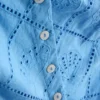 Camiseta sin mangas corta de algodón con calado