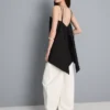 Camiseta sin mangas de algodón con bajo en forma de pañuelo