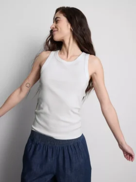 Camiseta sin mangas de algodón con espalda nadadora y canalé