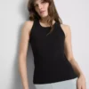 Camiseta sin mangas de algodón con espalda nadadora y canalé