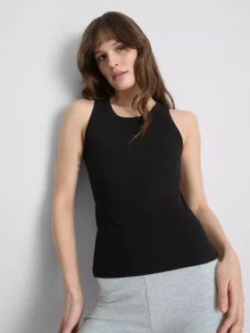 Camiseta sin mangas de algodón con espalda nadadora y canalé