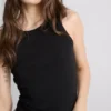 Camiseta sin mangas de algodón con espalda nadadora y canalé