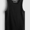 Camiseta sin mangas de algodón con espalda nadadora y canalé
