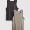 Camiseta sin mangas de corte entallado con canalé