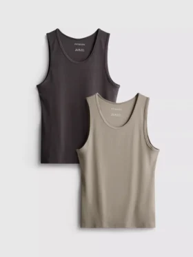Camiseta sin mangas de corte entallado con canalé