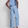 Camiseta sin mangas de denim de algodón con lazos laterales