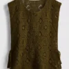 Camiseta sin mangas de ganchillo con lazo lateral