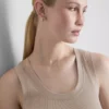 Camiseta sin mangas de mezcla de algodón acanalada