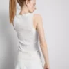 Camiseta sin mangas de mezcla de algodón acanalada