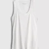 Camiseta sin mangas de mezcla de algodón acanalada