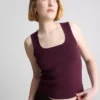 Camiseta sin mangas de punto con cuello cuadrado