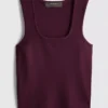 Camiseta sin mangas de punto con cuello cuadrado