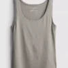 Camiseta sin mangas elástica con alto contenido en algodón