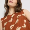 Camiseta sin mangas estampada de mezcla de algodón