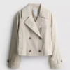 Chaqueta impermeable de corte recto con doble botonadura