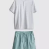 Conjunto de pijama corto con textura