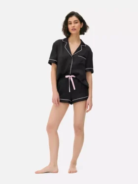 Conjunto de pijama corto de estilo «boyfriend» de satén