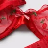 Conjunto de ropa interior de malla con bordado de cerezas