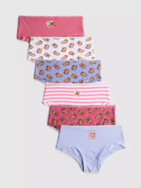 De 2 a 15 años | Pack de 6 braguitas de talle bajo con estampado de capibara