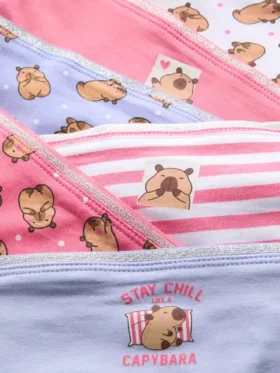 De 2 a 15 años | Pack de 6 braguitas de talle bajo con estampado de capibara