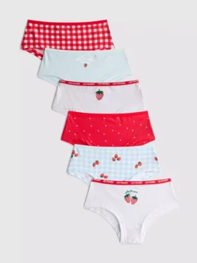 De 2 a 15 años | Pack de 6 calzoncillos de talle bajo con estampado de fresas