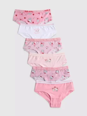 De 3 a 15 años | Paquete de 6 braguitas de talle bajo de Hello Kitty