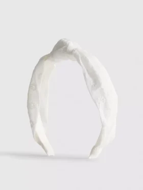 Diadema con nudo de encaje inglés