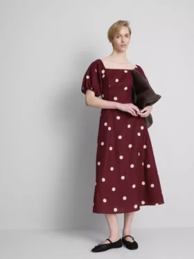 El vestido midi de lino con mangas abullonadas de The Edit